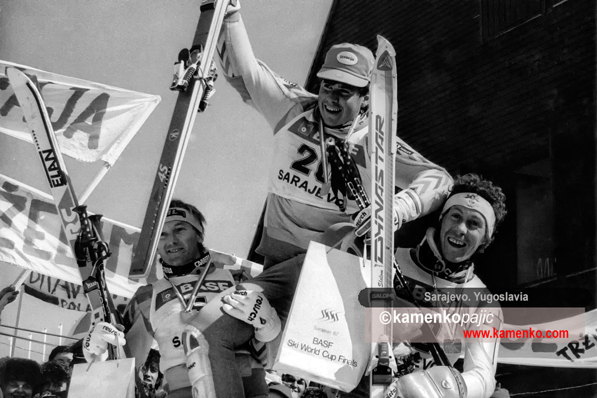 FIS Season Finale 1987 Slalom podium, Benedik, Krizaj, Bouvet