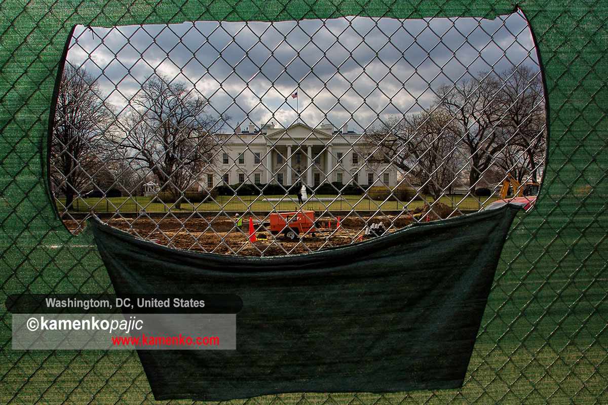 White House seen trough a fence