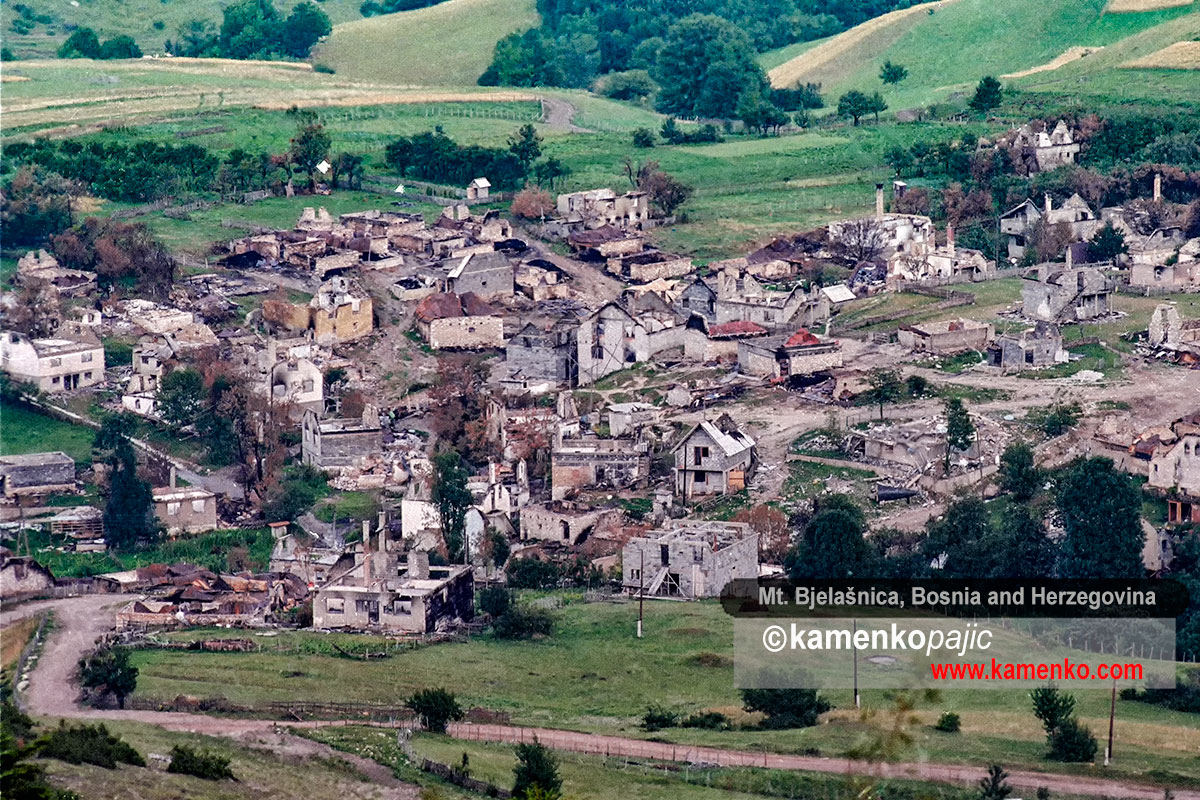 A hillside village obliterated by fighting