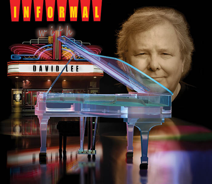 David Lee - Informal // CD Cover Two sepatare images, portret of David Lee and entrance of Bathesda theathre combined with 3d object of piano ansembled and rendered in animation program Cinema 4D. At the end I used a Photoshop to add CD Title. It took me about two weeks to come with final result.