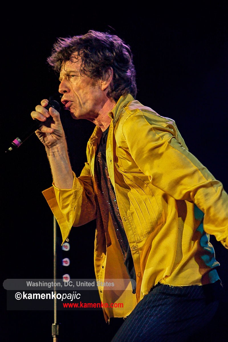 Mick Jagger performs during the Rolling Stones' concert at FedEx Field stadium near Washington, DC