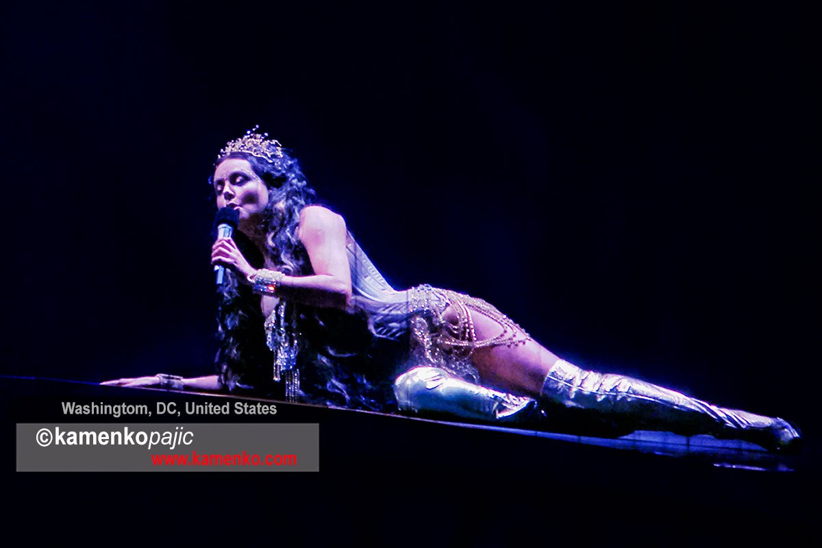 Sarah Brightman performs during a concert at the Verizon Center in Washington, DC on Wednesday, January 28, 2004