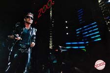 Bono Vox (Paul Hewson) performs during U Zooropa tour at the Népstadion concert on July 23, 1993 in Budapest, Hungary